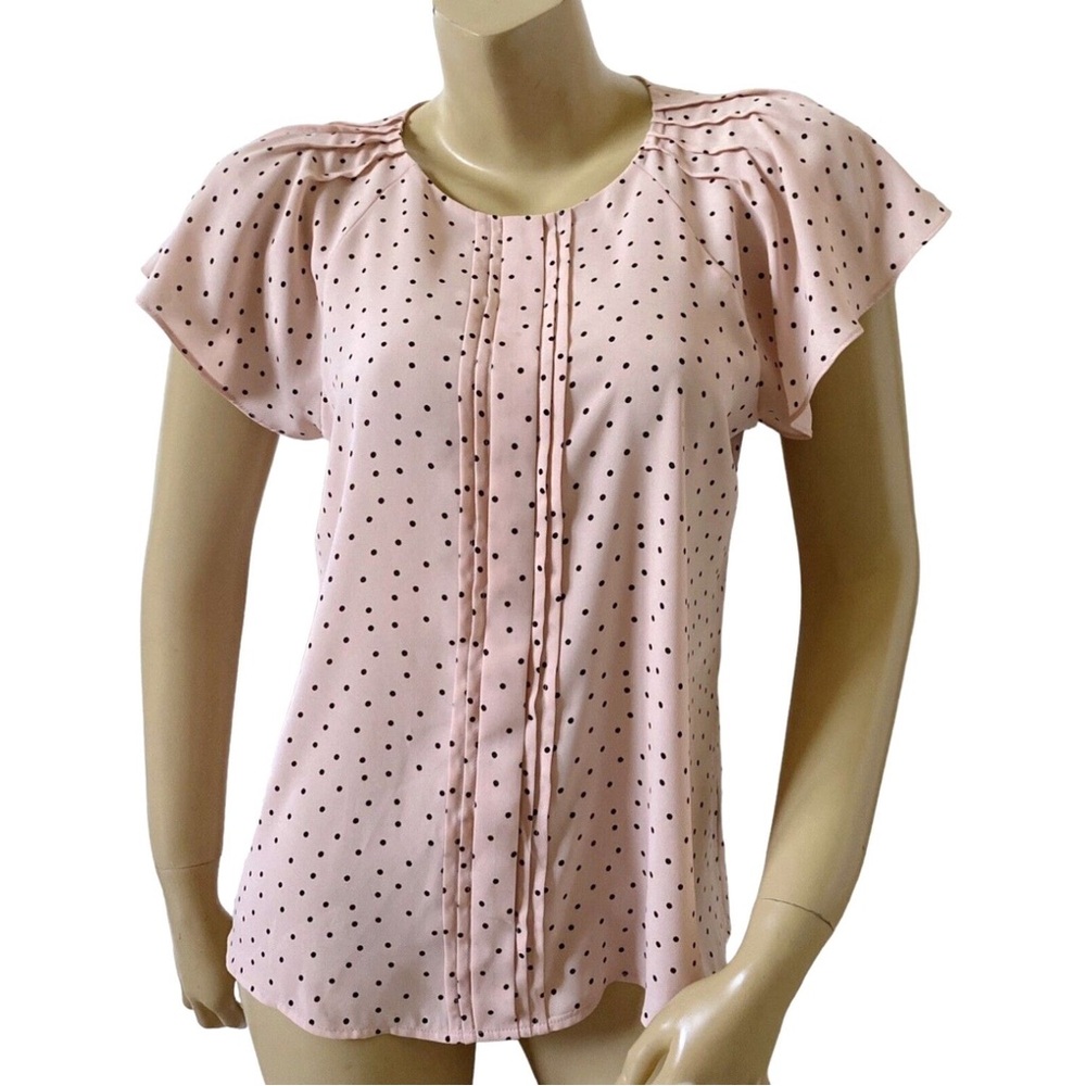 Worthington Petite Large Pink polka dot blouse